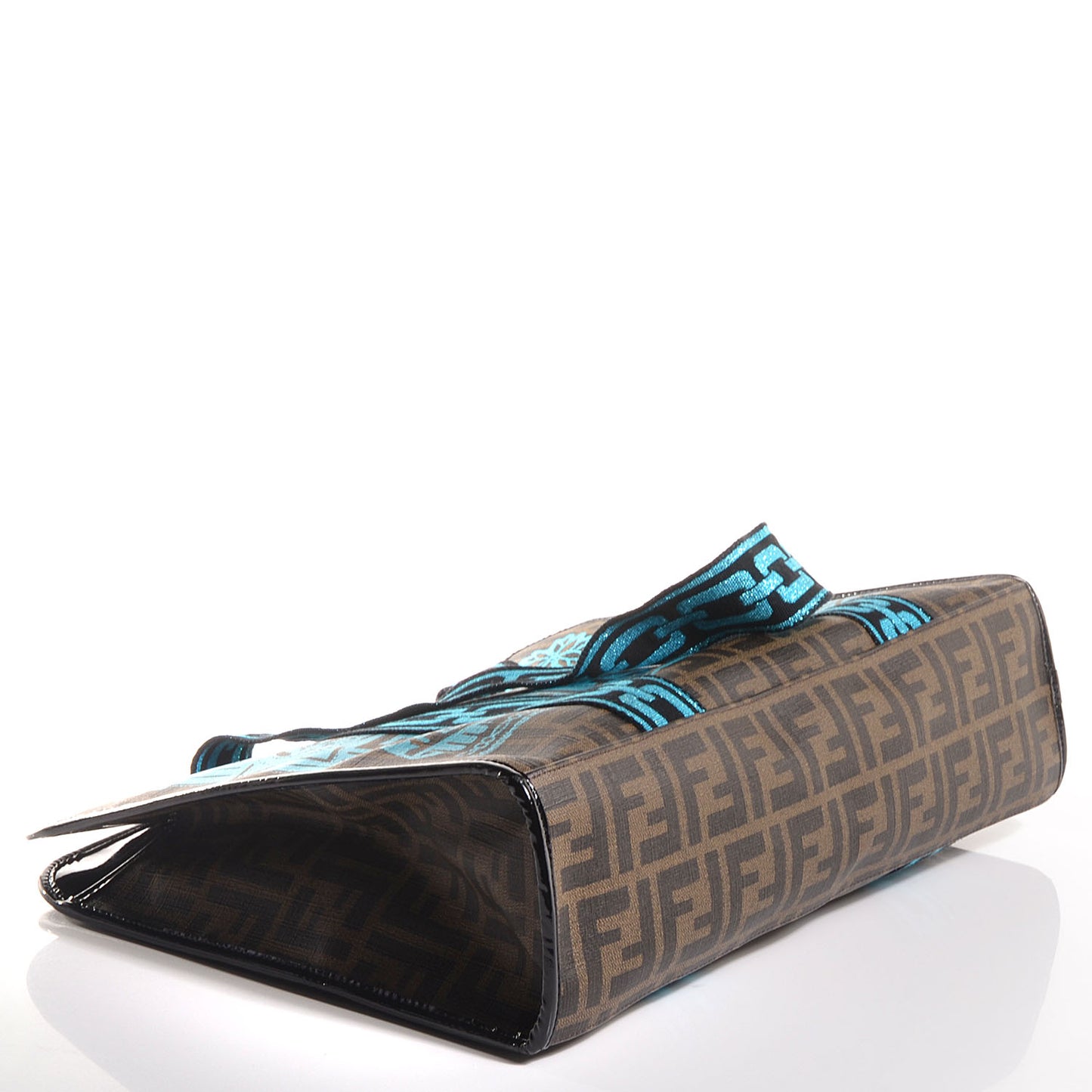 Zucca Spalmati Palazzo Print Web Tote Tobacco Turchese