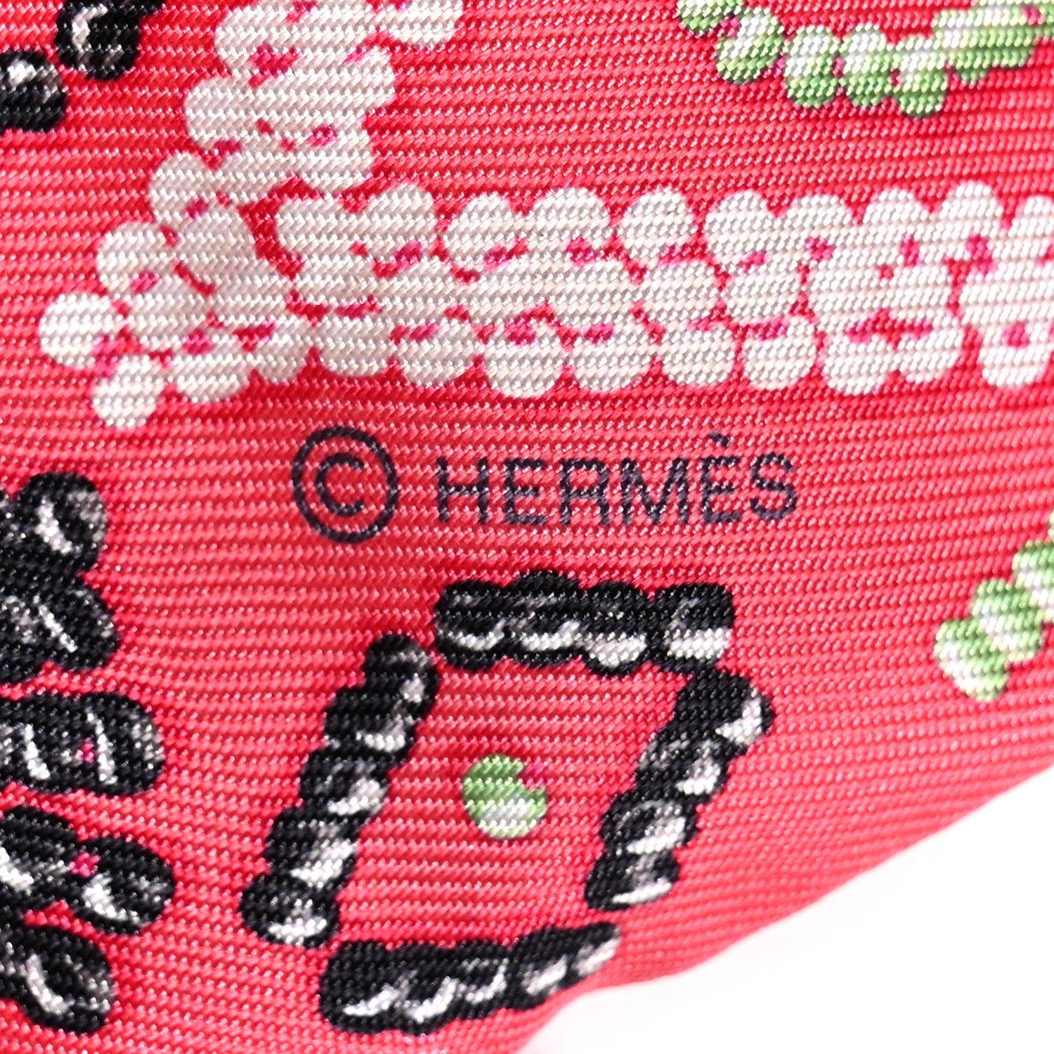 Hermes Silk Kelly En Perles Twilly Rose Vert Black 4 of 4