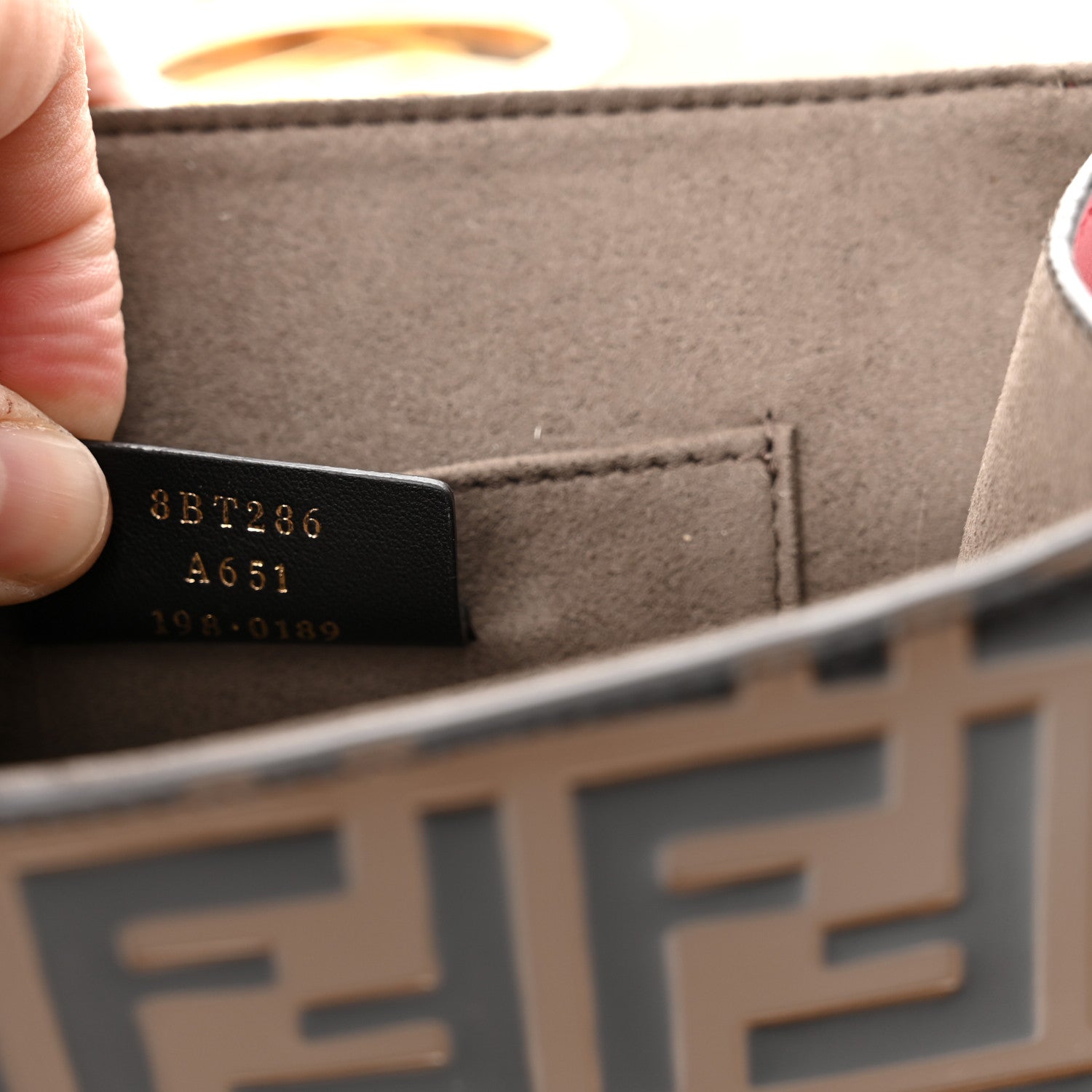 Fendi Vitello Century F is Fendi Bi-Color FF 1974 Embossed Small Kan I Shoulder Bag Fragola Maya Black 7 of 10