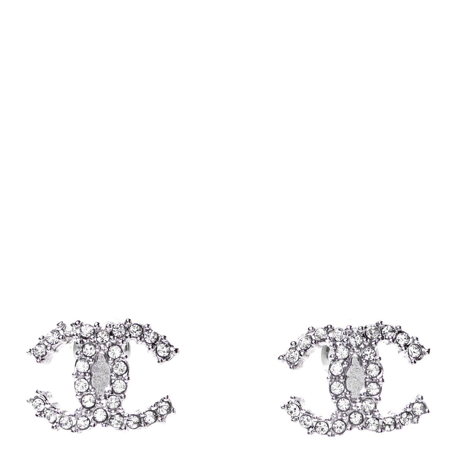 Chanel Crystal CC Earrings Silver 1 of 5