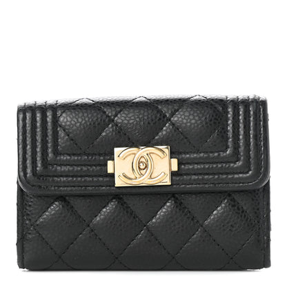 Chanel Caviar Quilted 4 Key Holder Boy Flap Black 1 of 9