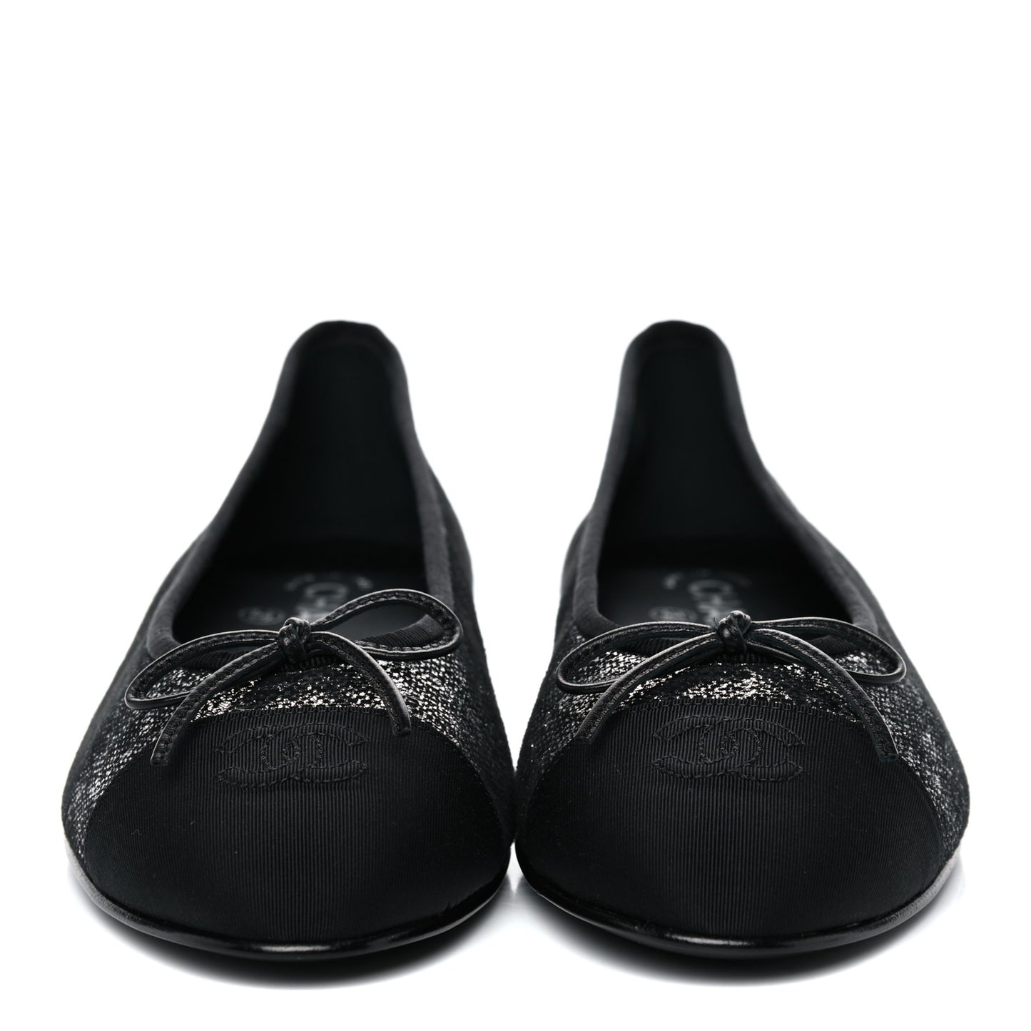 Suede Kidskin Grosgrain Cap Toe Ballerina Flats 41 Silver Black