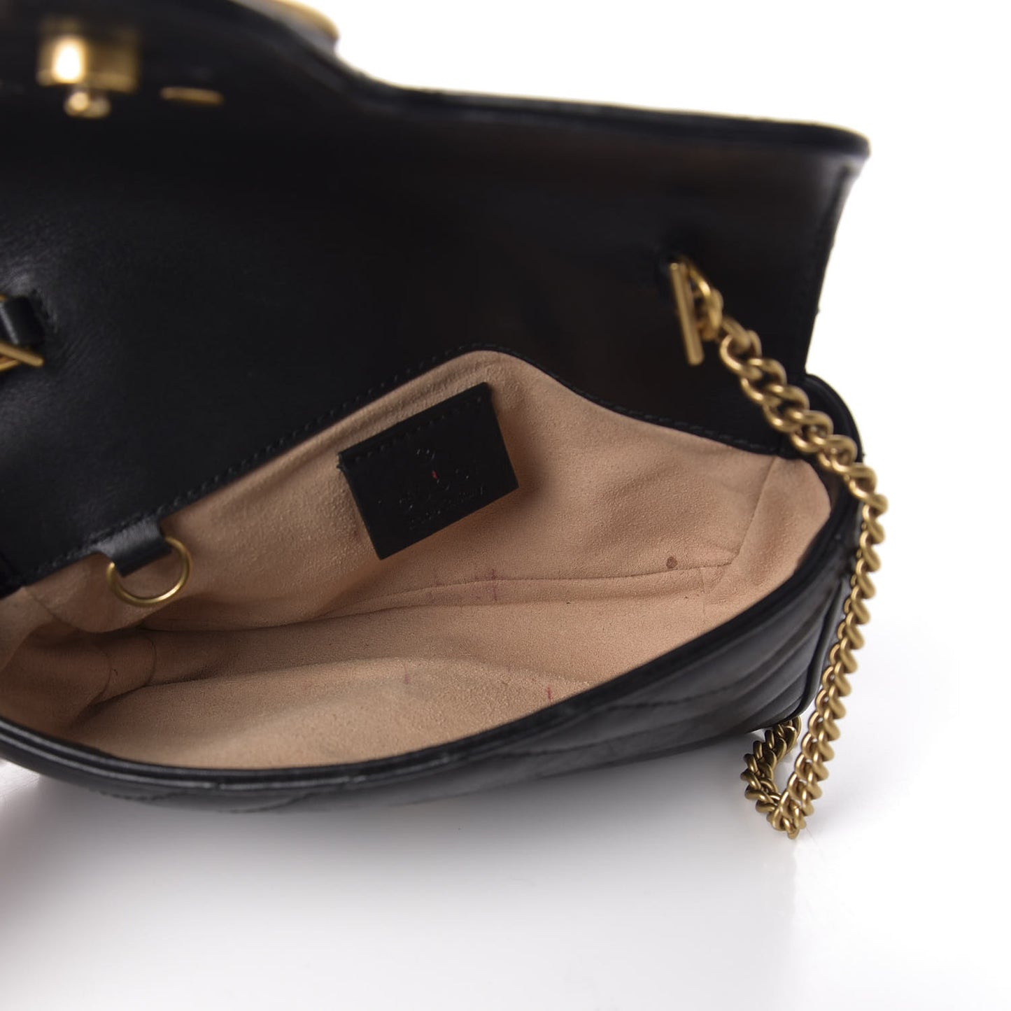Calfskin Matelasse Super Mini GG Marmont Shoulder Bag Black