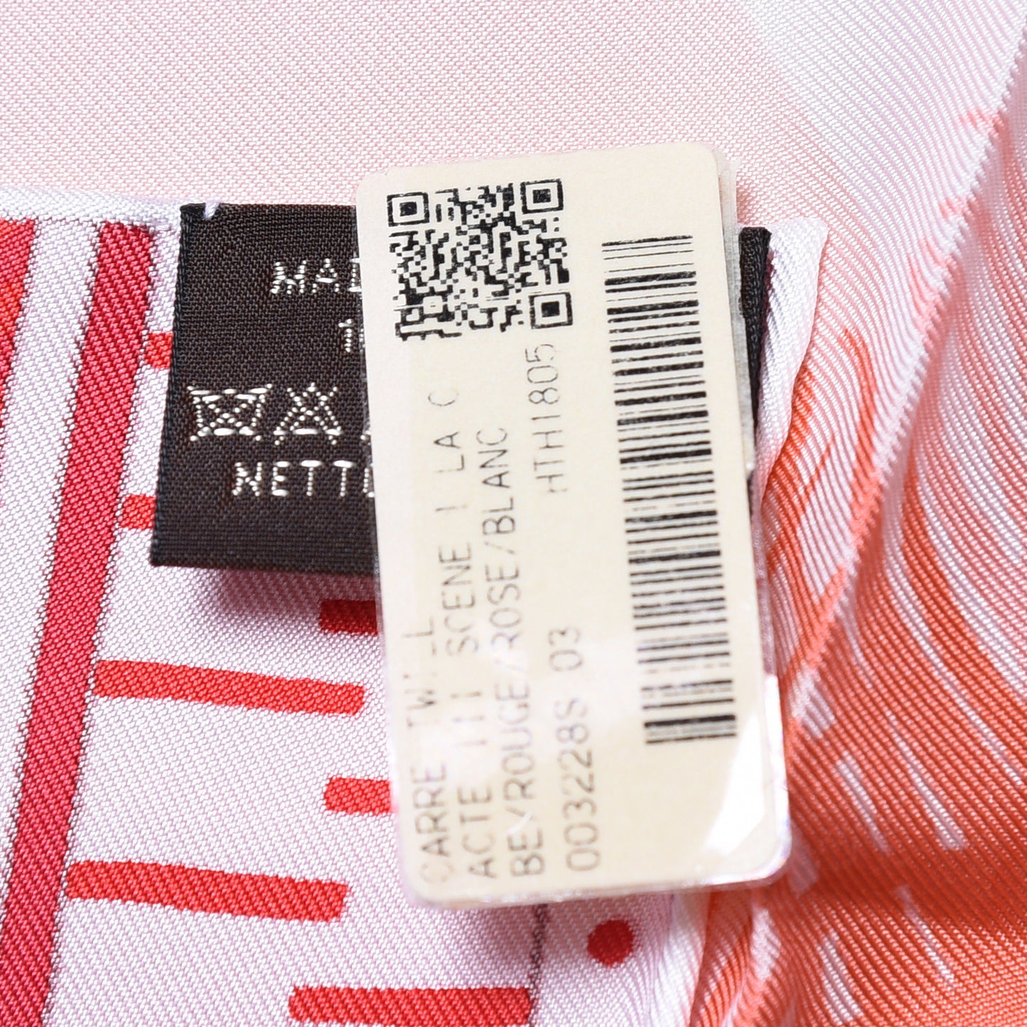 Silk Acte III Scene I La Clairiere Scarf 90 Rouge Rose Blanc