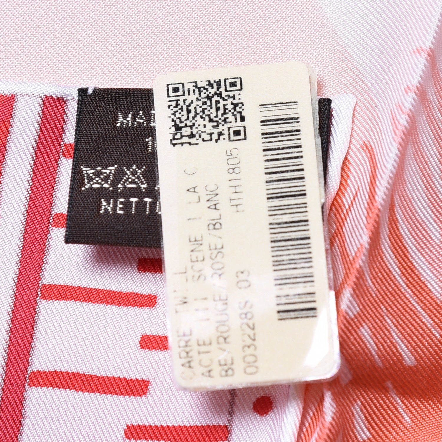 Hermes Silk Acte III Scene I La Clairiere Scarf 90 Rouge Rose Blanc 7 of 8