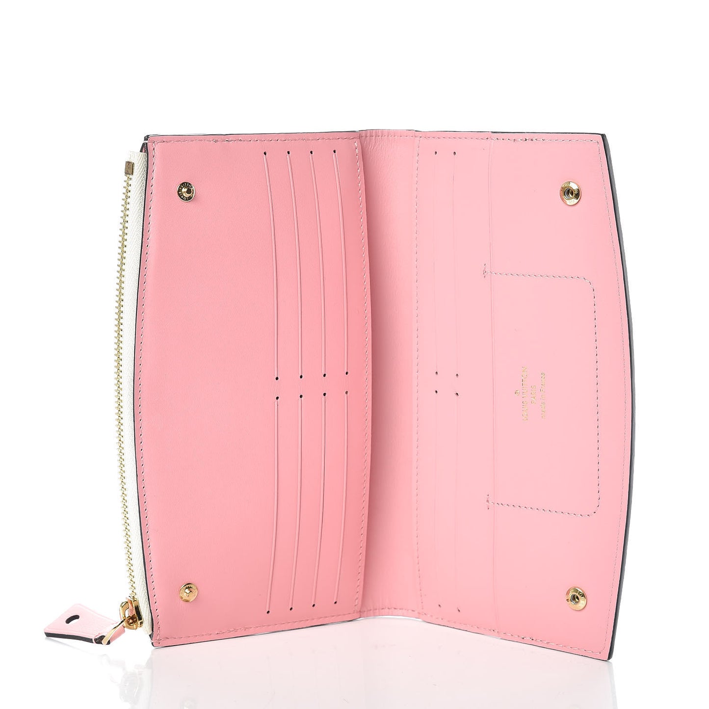 Calfskin City Steamer Wallet Kaki White
