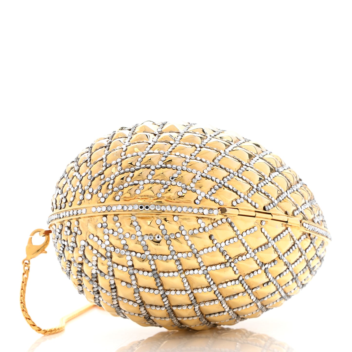 Crystal Egg Minaudiere Clutch Gold