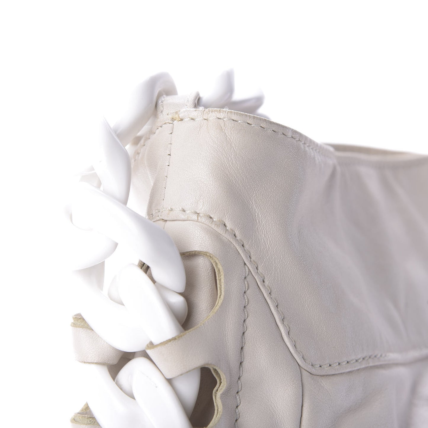Calfskin Modern Chain Rhodoid Hobo White