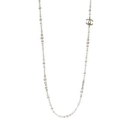 Chanel Pearl Baguette Crystal CC Necklace Gold 1 of 6