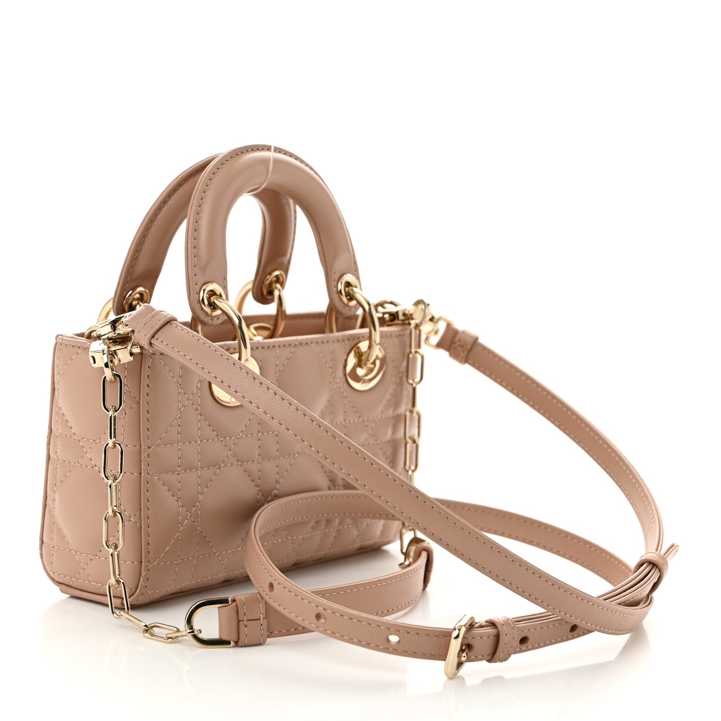 Lambskin Cannage Micro Lady D-Joy Rose Des Vents