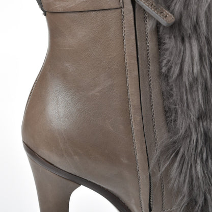 Gucci Alpaca Fur Lambskin Alyona Platform Ankle Boots 36.5 Grey 13 of 16