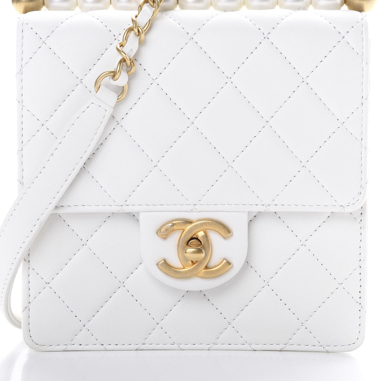 Chanel Lambskin Quilted Chic Pearls Flap White 7 of 11