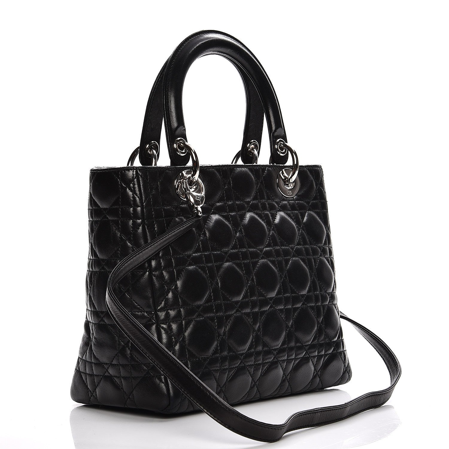 Christian Dior Lambskin Cannage Medium Lady Dior Black 4 of 15