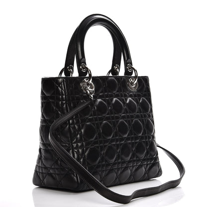Christian Dior Lambskin Cannage Medium Lady Dior Black 4 of 15