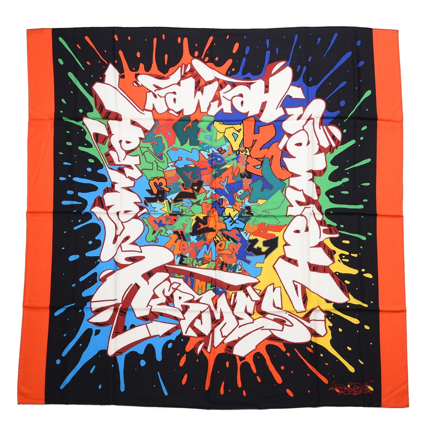 Silk Cashmere Graff Graffiti Shawl 140