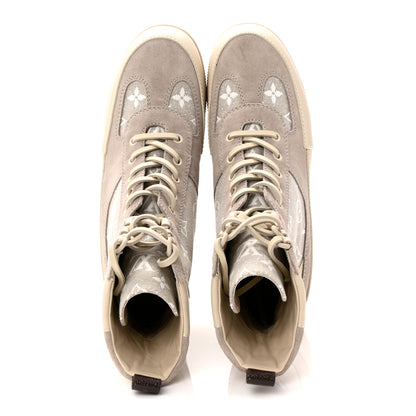 Louis Vuitton Suede Calfskin Monogram Denim Laureate Platform Desert Boots 38.5 Taupe 5 of 10