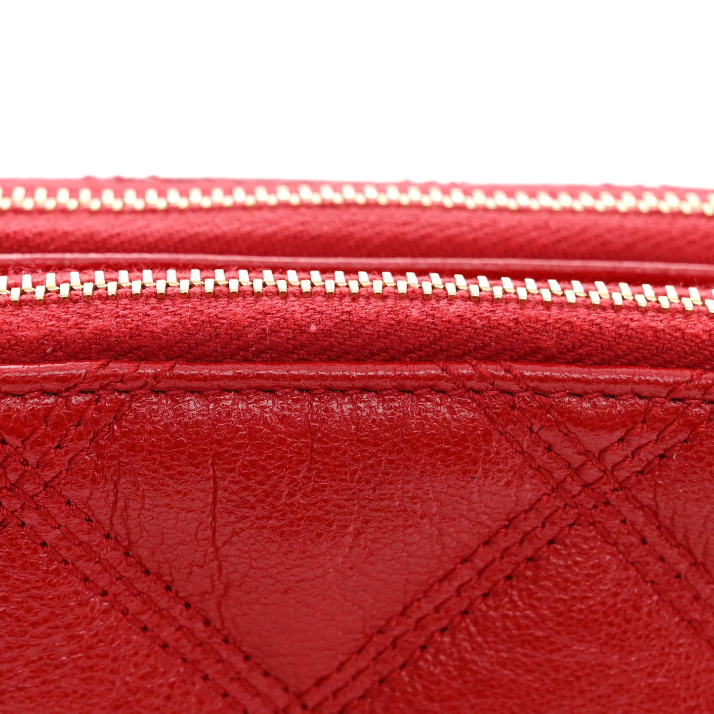 SAINT LAURENT Grained Lambskin Quilted Mini Becky Double Zip Bag Rouge Eros