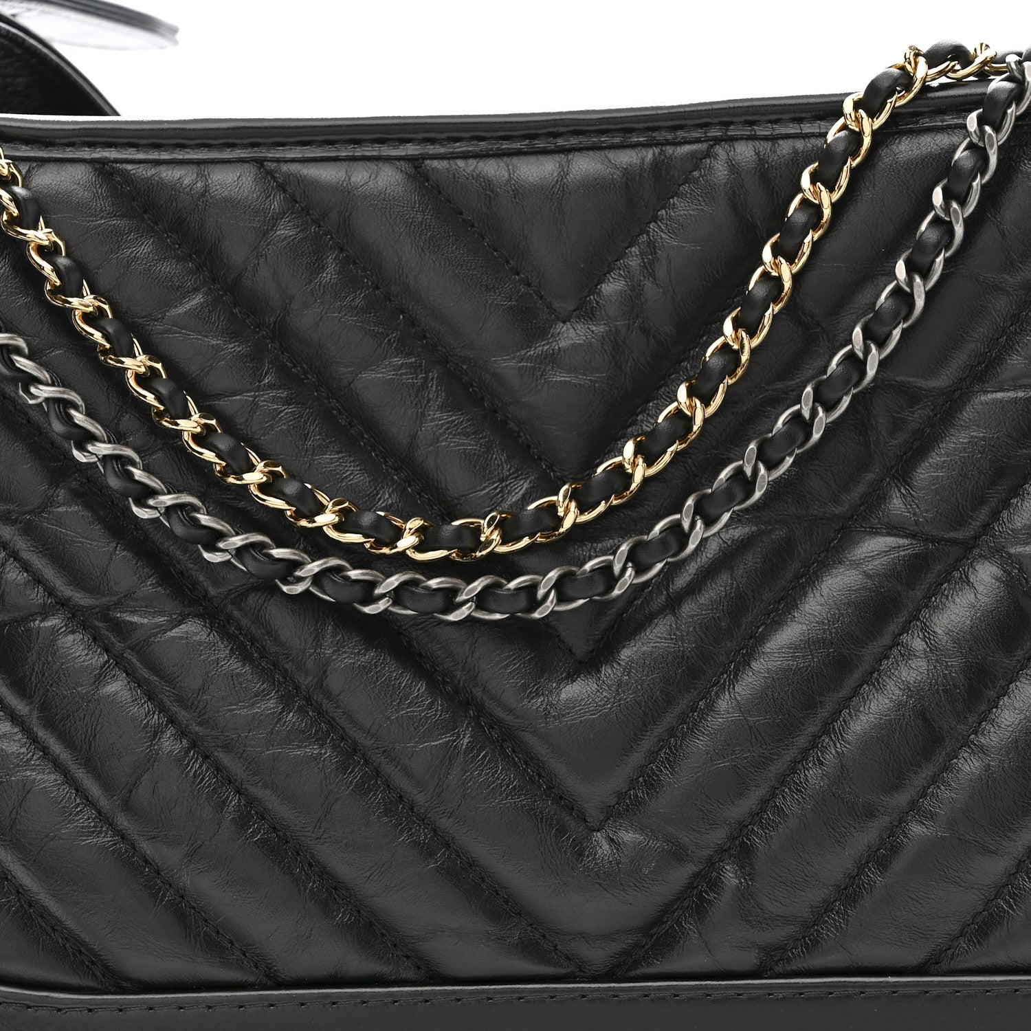Chanel Aged Calfskin Chevron Quilted Medium Gabrielle Hobo Black 8 of 10