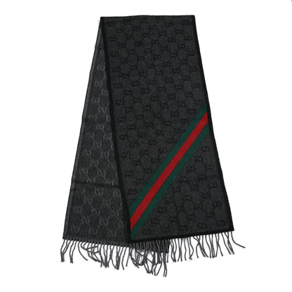 Gucci Wool Angora Monogram Web New Nikky Scarf Lead Dark Green 2 of 4