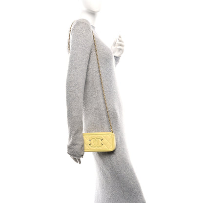 Chanel Caviar Quilted CC Filigree Clutch With Chain Yellow 2 of 17