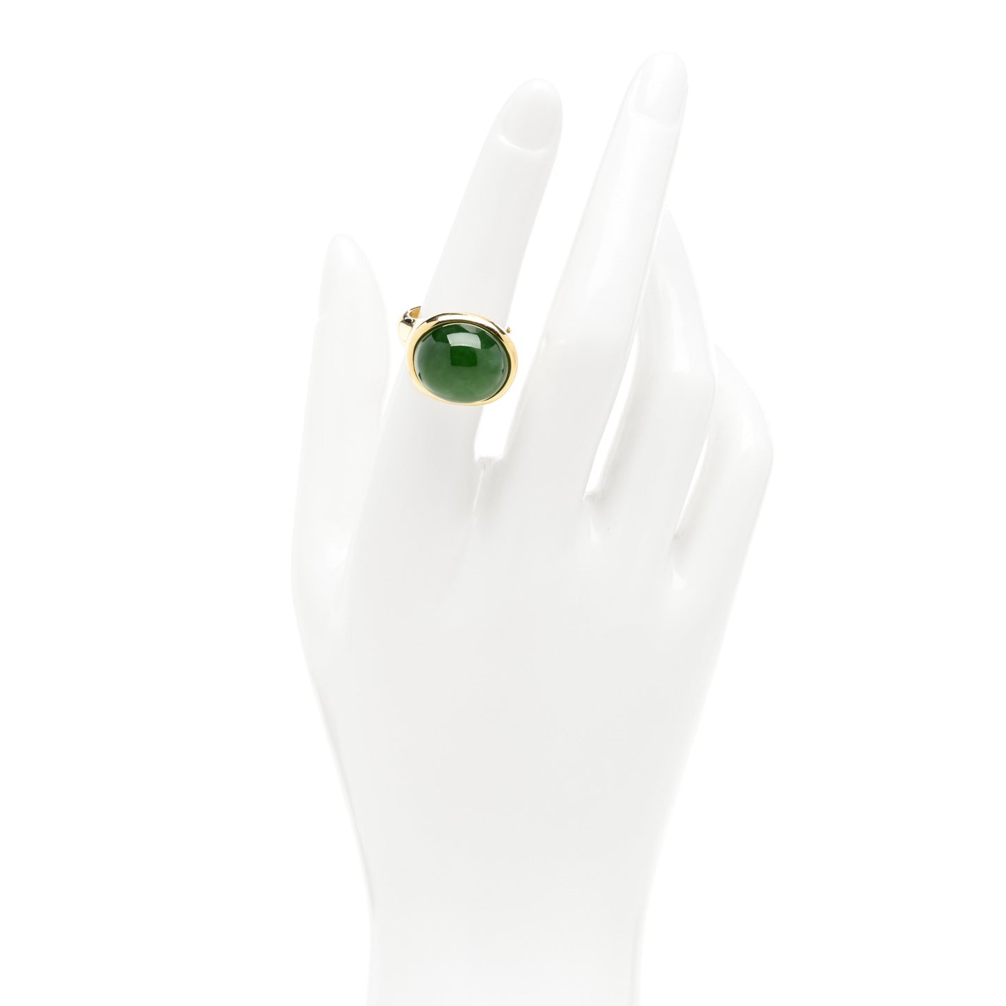 18K Yellow Gold Green Jade 15mm Elsa Peretti Cabochon Ring 52 6
