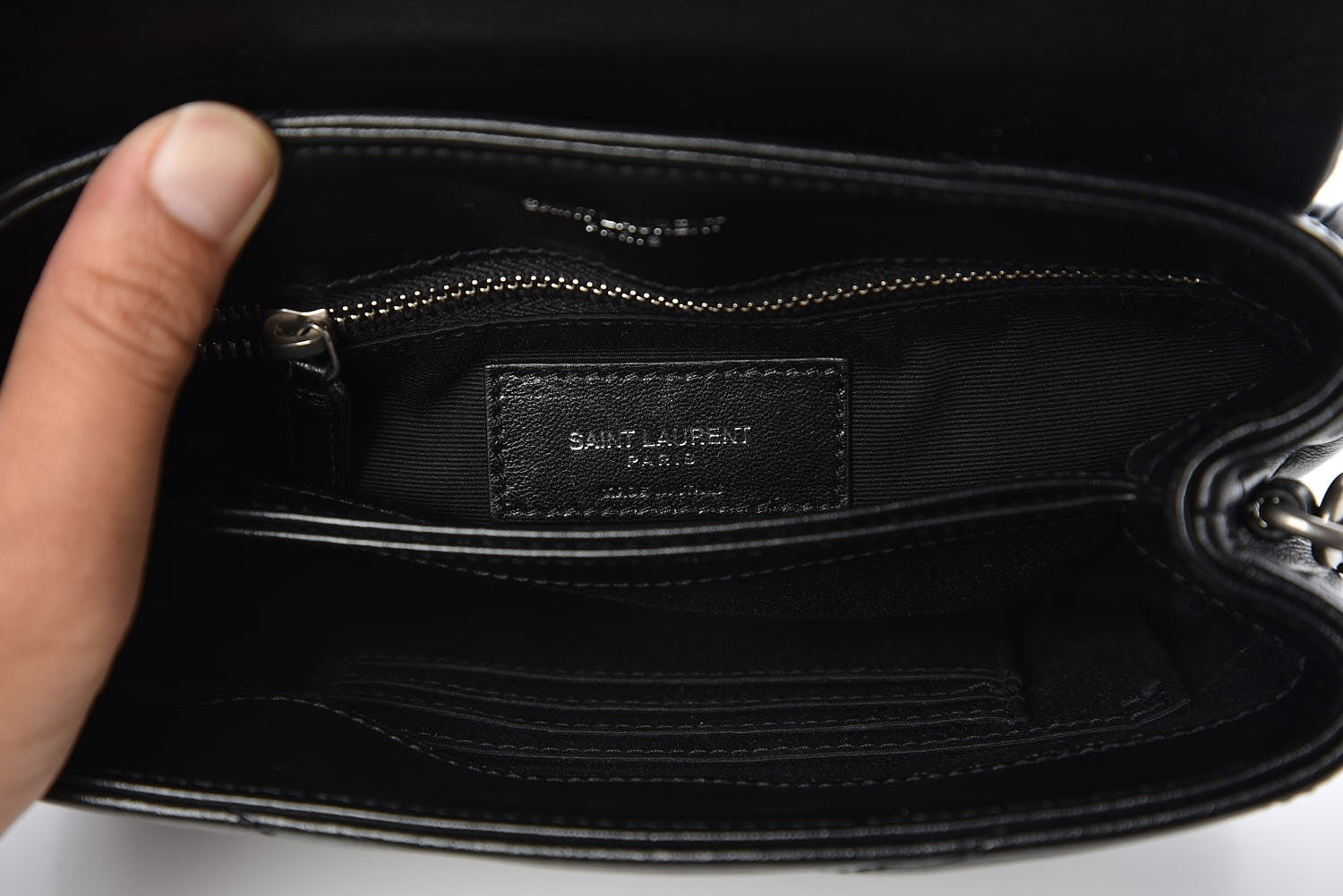 Saint Laurent Calfskin Y Quilted Monogram Toy Loulou Crossbody Bag Black 6 of 8