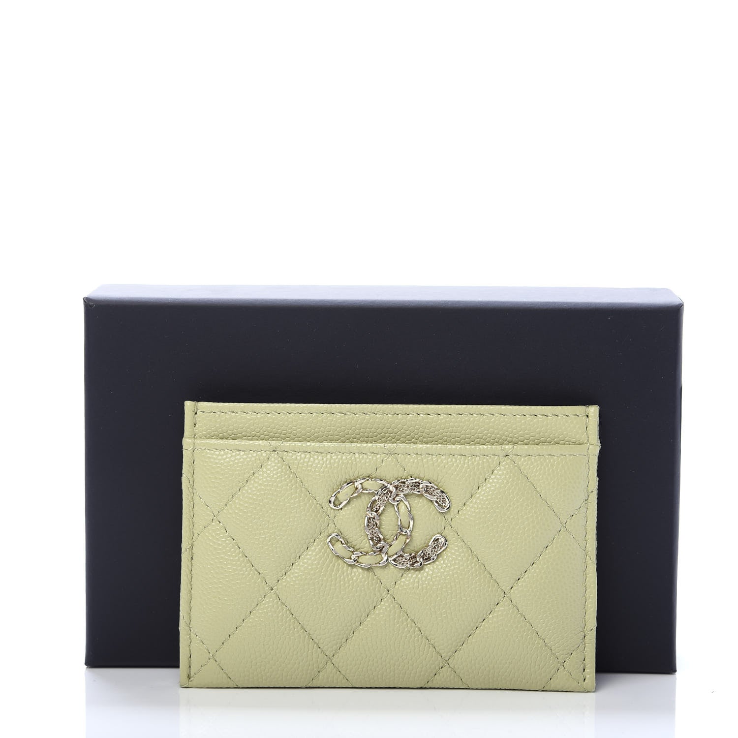 Chanel Caviar Quilted French New Wave Card Holder Light Green 9 of 9
