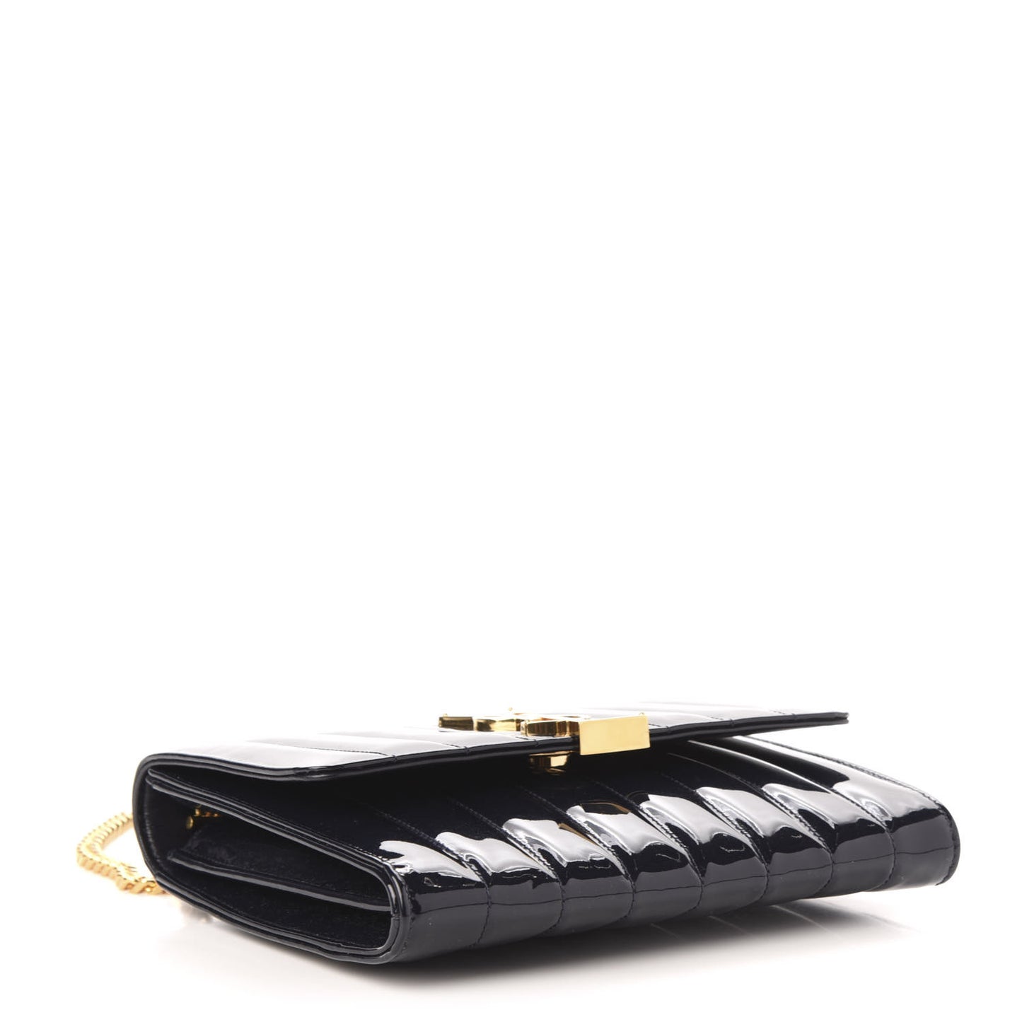 Patent Matelasse Monogram Vicky Chain Bag Black