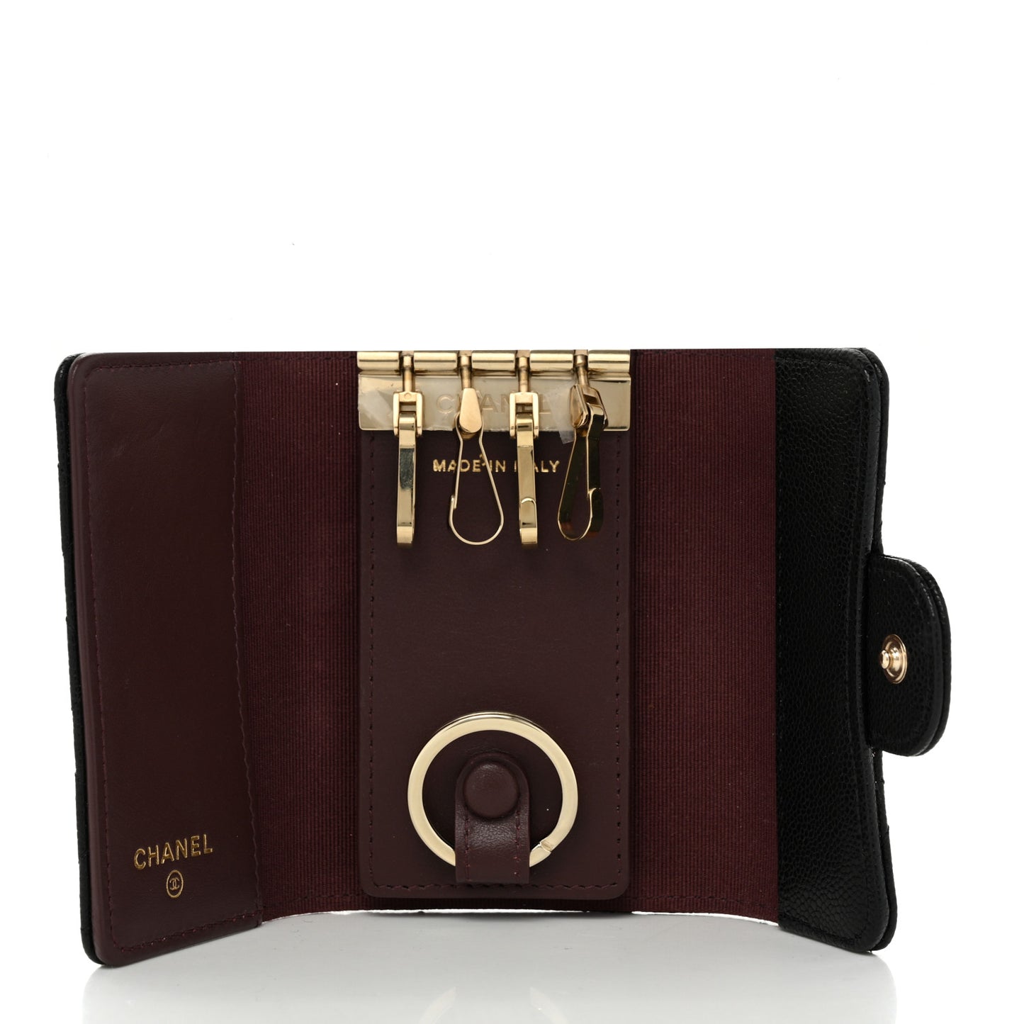 Caviar Quilted Classic 4 Key Holder Wallet Black