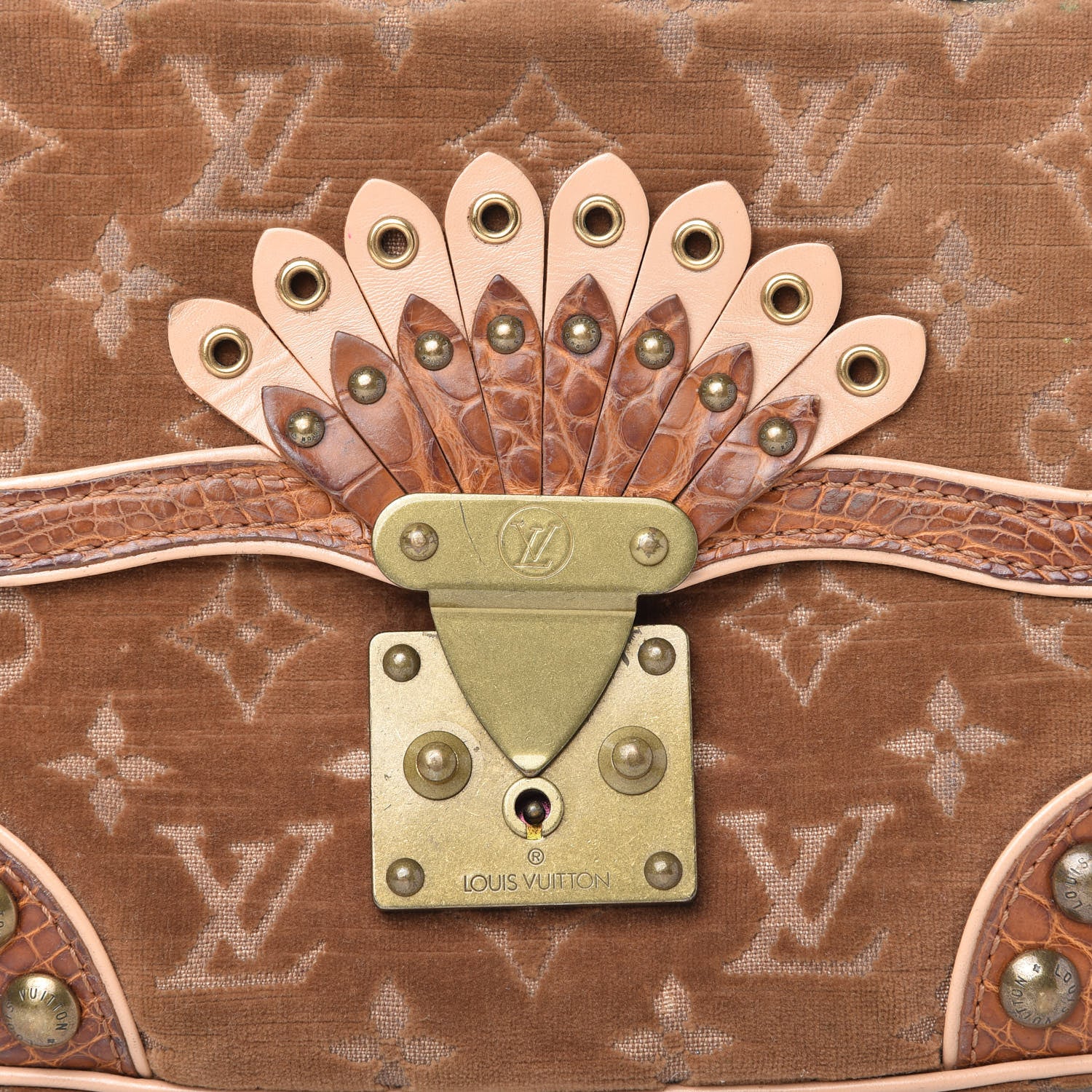 Louis Vuitton Monogram Velours Alligator Irvine Tan 9 of 10