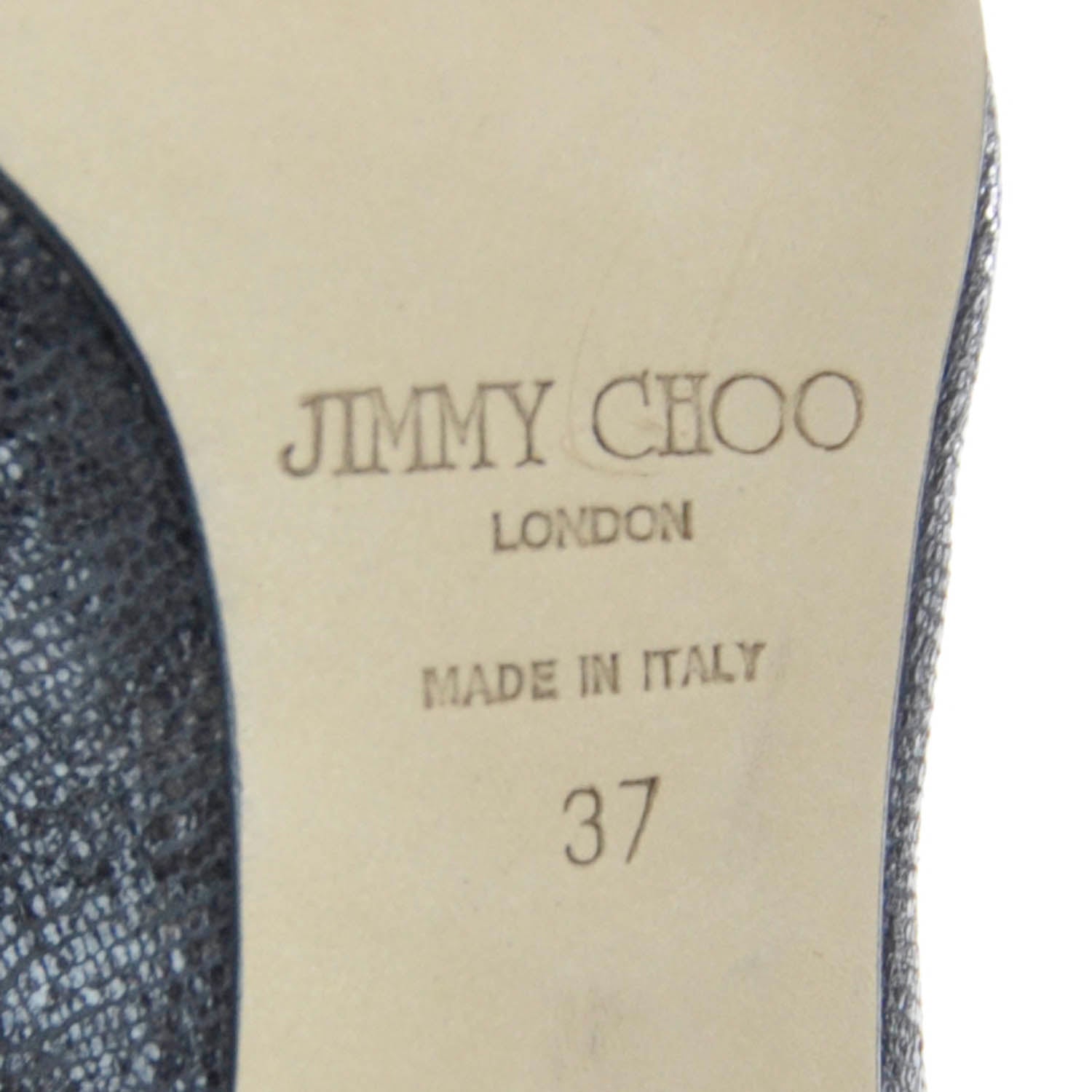 Jimmy Choo Lizard Embossed Patent Taylor Heels Anthracite 37 5 of 8