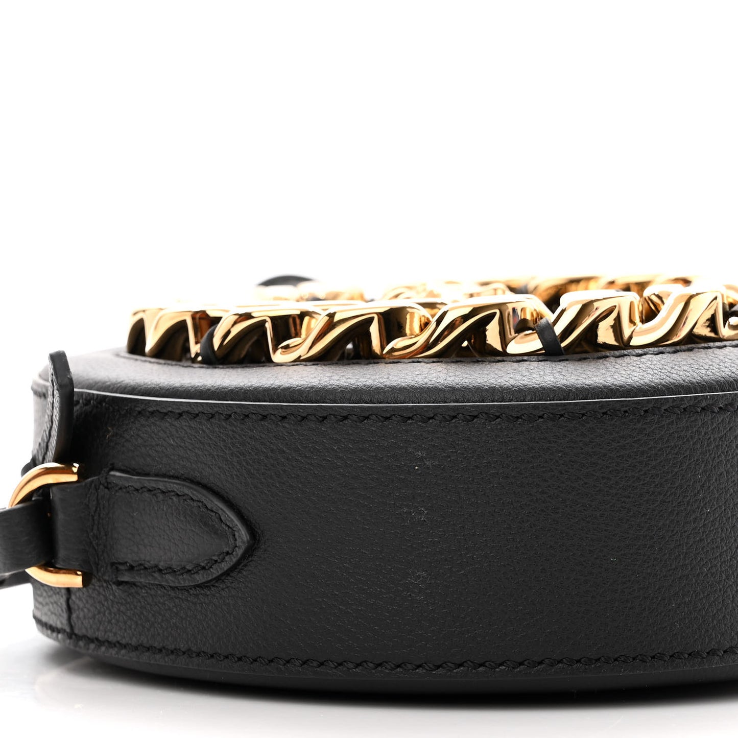 Grained Calfskin Mini La Medusa Disco Round Crossbody Bag Black