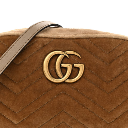 Gucci Velvet Matelasse Small GG Marmont Chain Shoulder Bag Taupe 8 of 10