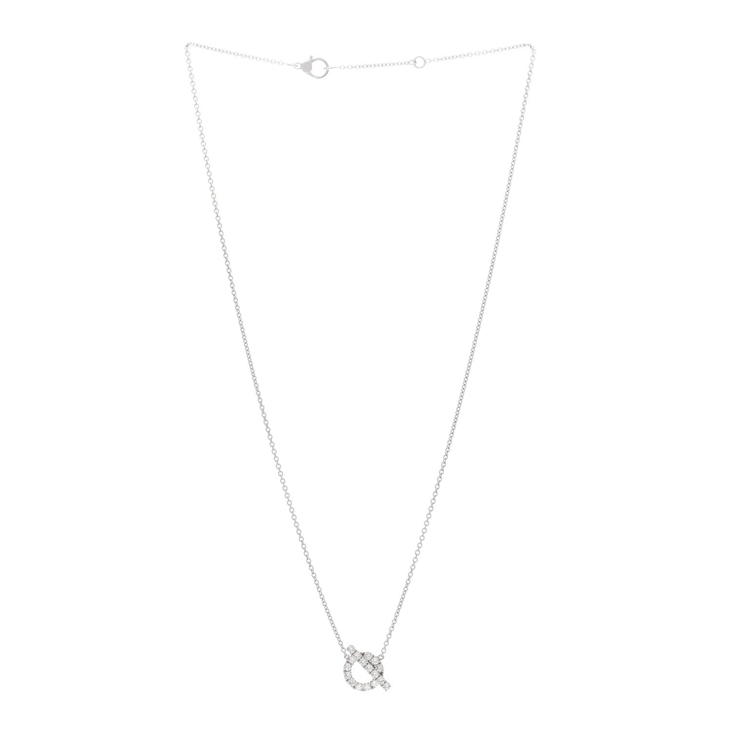 Hermes 18K White Gold Diamond Finesse Pendant Necklace 3 of 5