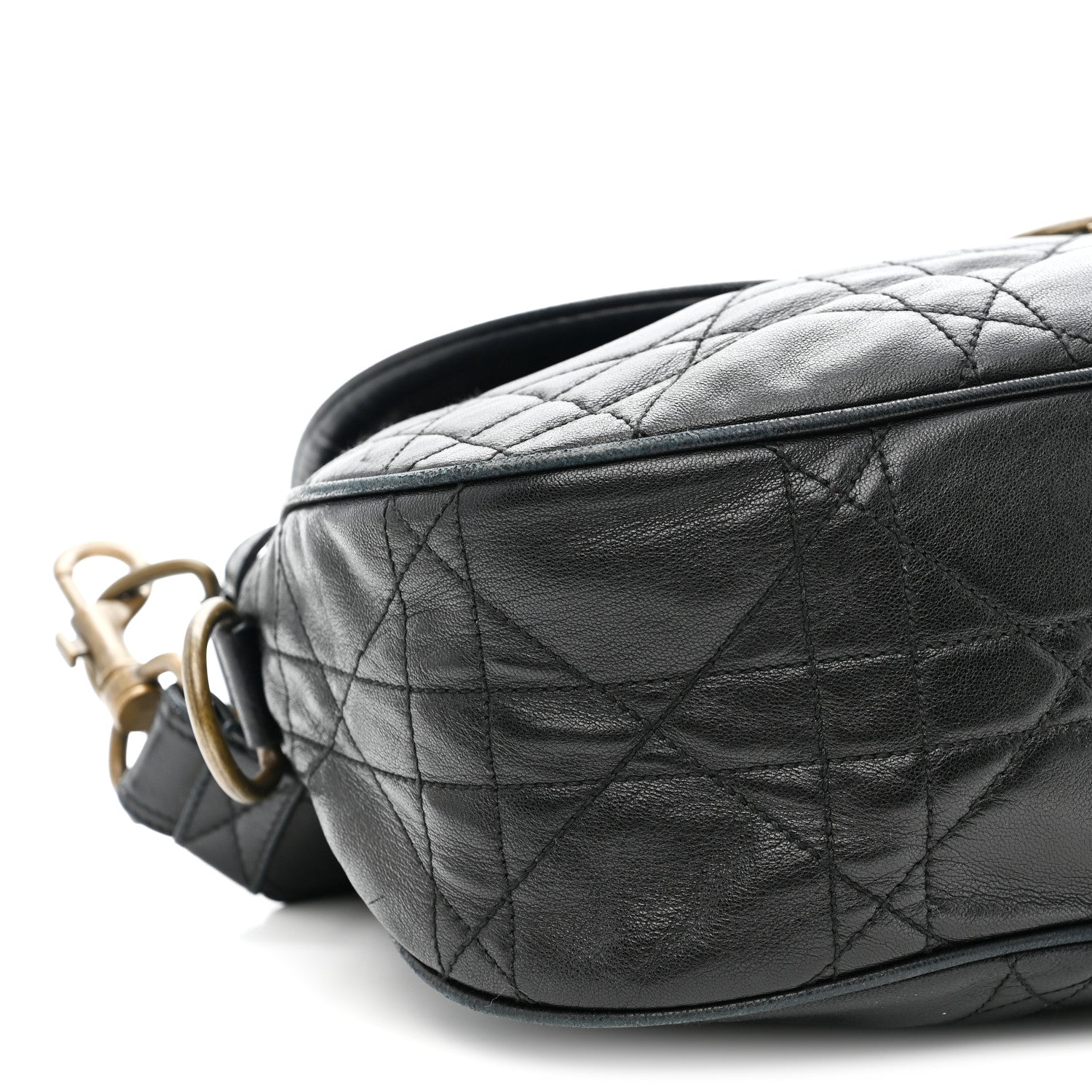 Christian Dior Lambskin Cannage Flap Messenger Bag Black 9 of 11