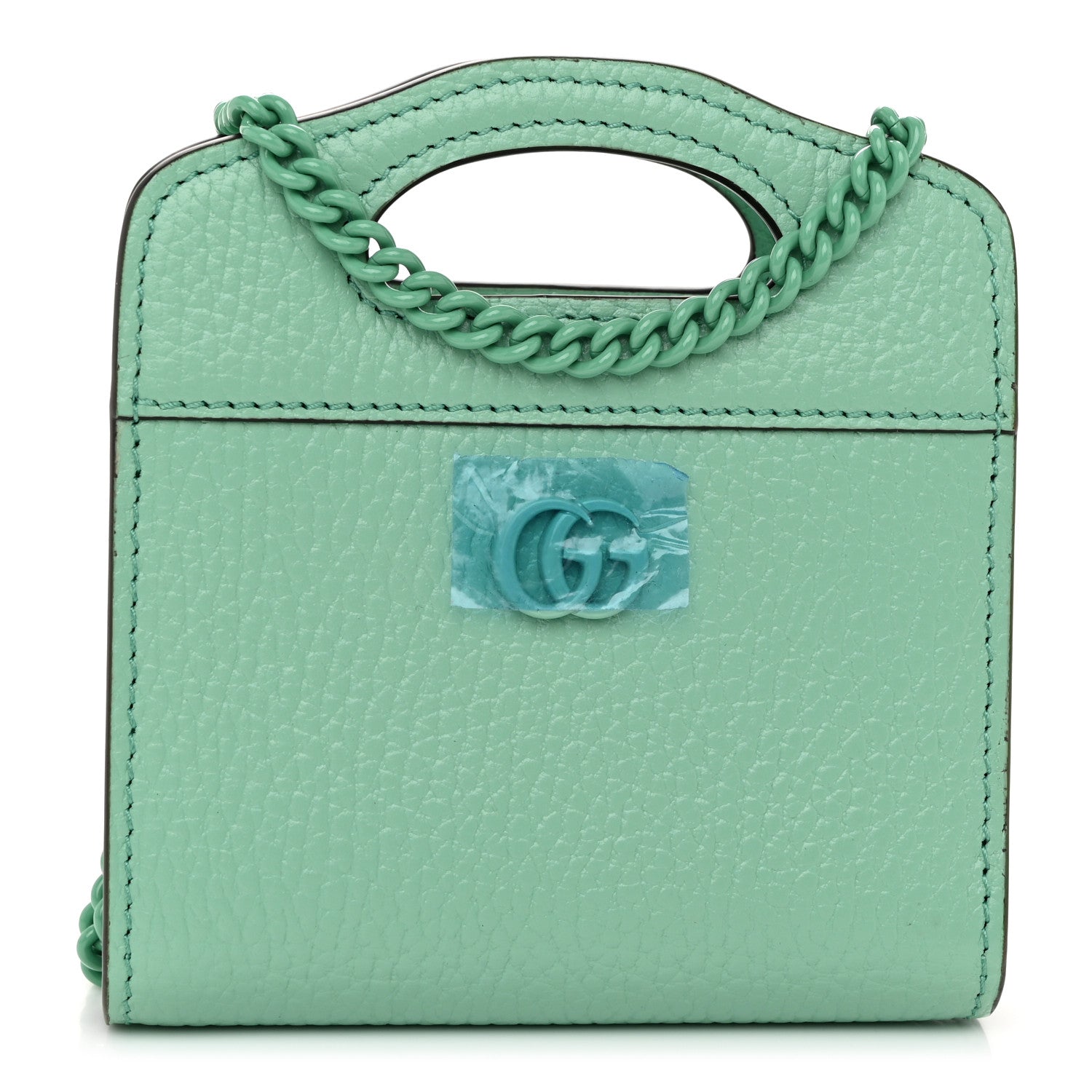 Gucci Dollar Calfskin Enamel Monochrome GG Marmont Top Handle Card Case Wallet Pepperlight Mint 1 of 12