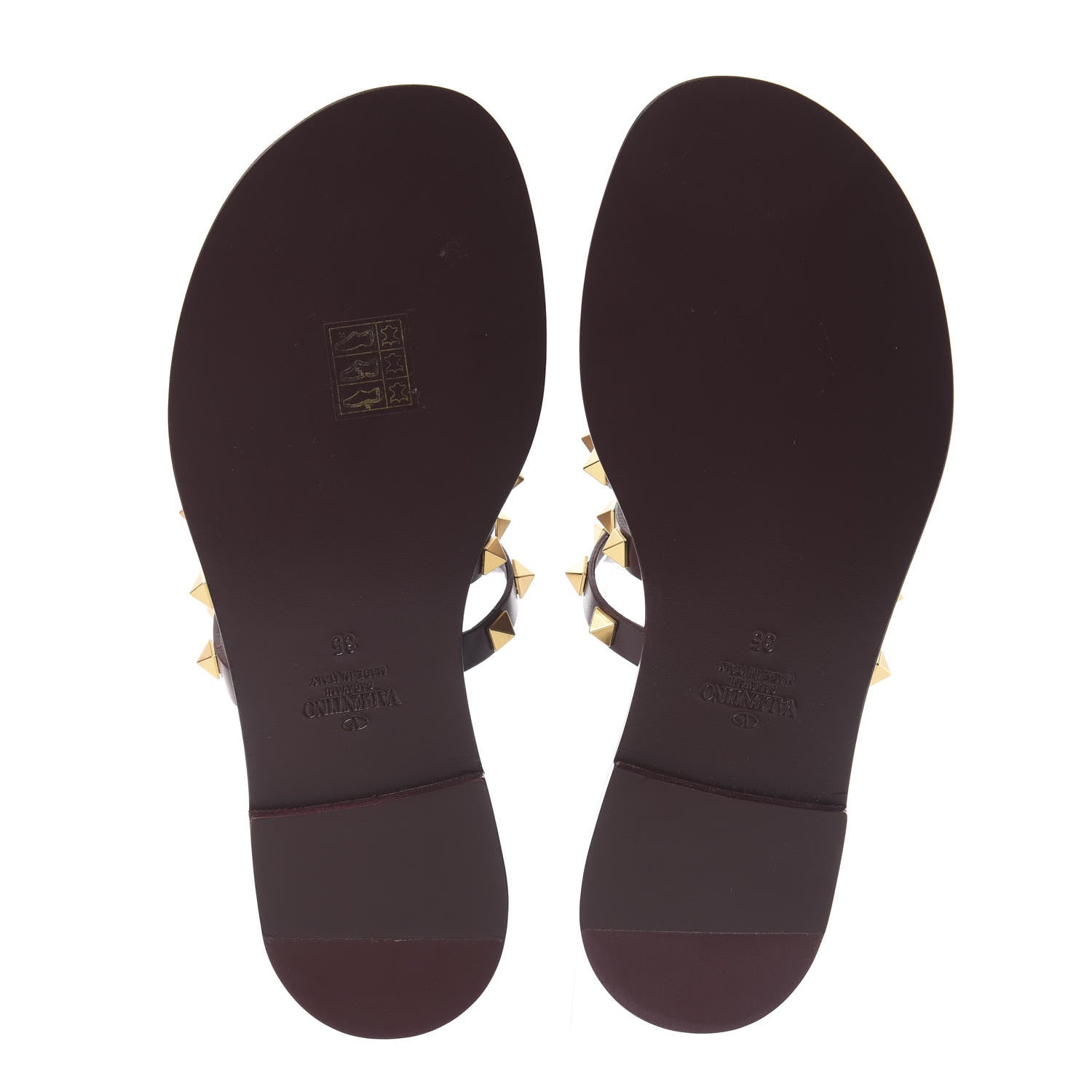 Valentino Garavani Calfskin Rockstud Flair Flat Thong Sandals 35 Rubin 7 of 7