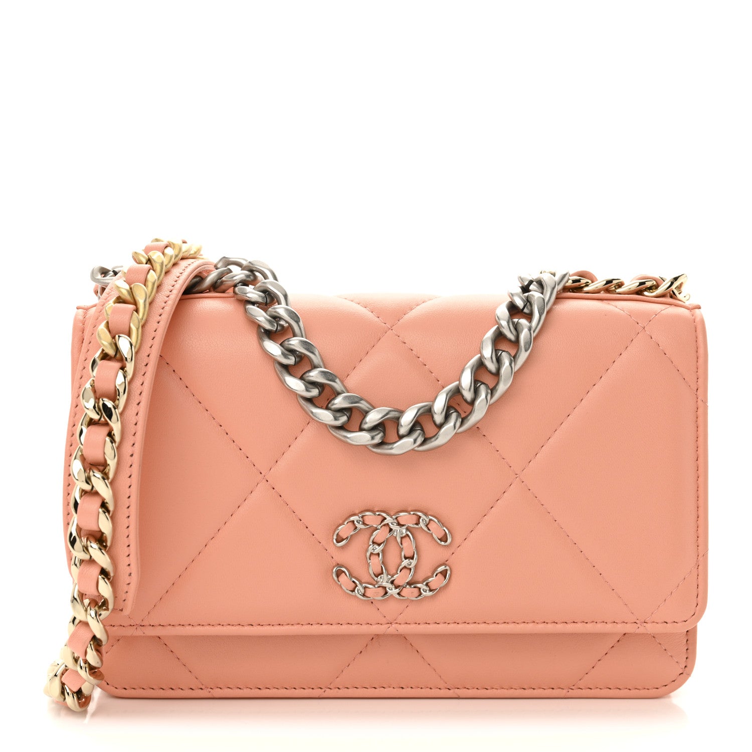Chanel Lambskin Quilted Chanel 19 Wallet On Chain WOC Light Orange 1 of 12