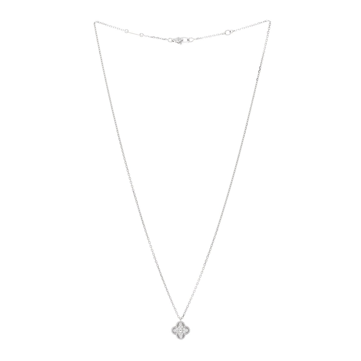 Van Cleef & Arpels VAN CLEEF & ARPELS 18K White Gold Diamond Sweet Alhambra Pendant Necklace 3 of 6