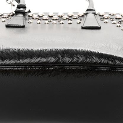 Prada Saffiano Vernice Small Crystal Pyramid Bag Black 16 of 16