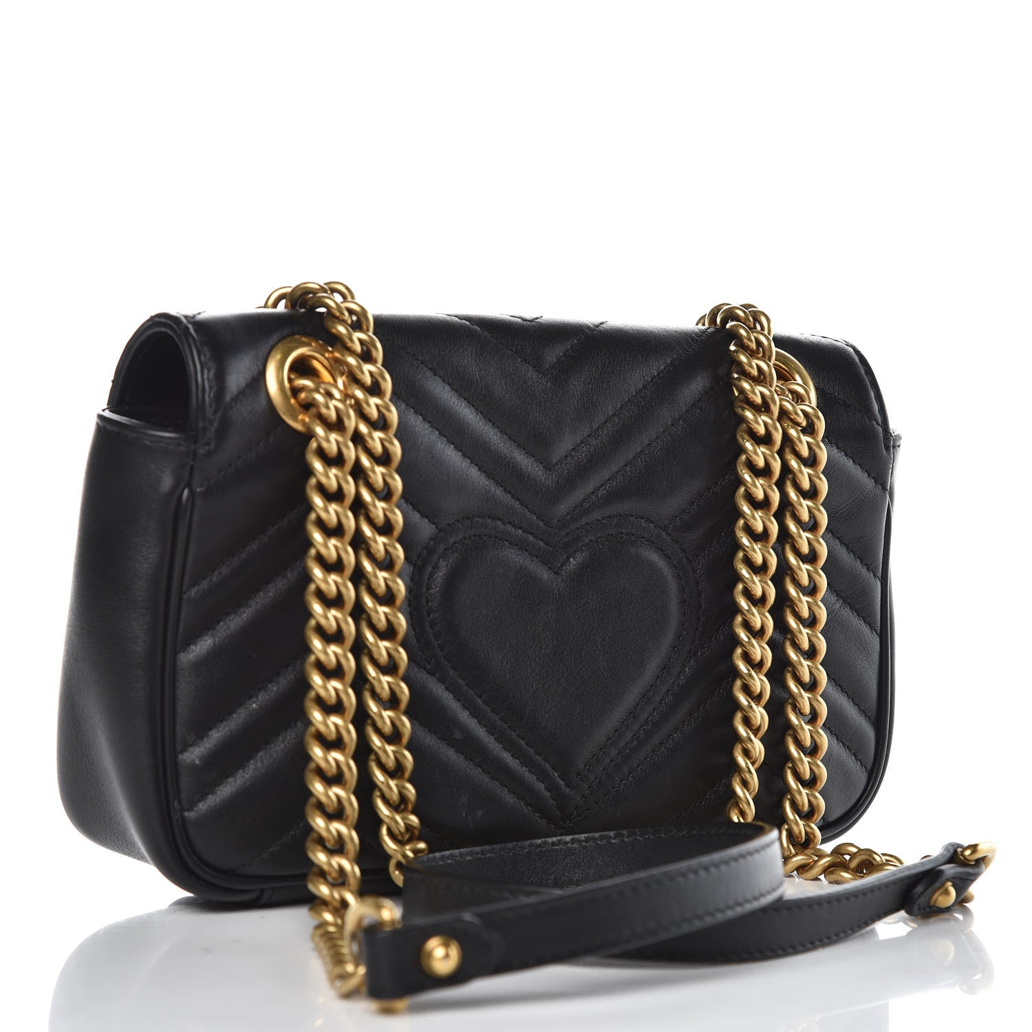 Gucci Calfskin Matelasse Mini GG Marmont Shoulder Bag Black 3 of 15