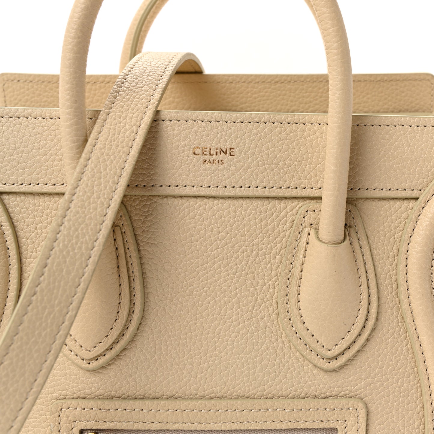 Drummed Calfskin Nano Luggage Ivory