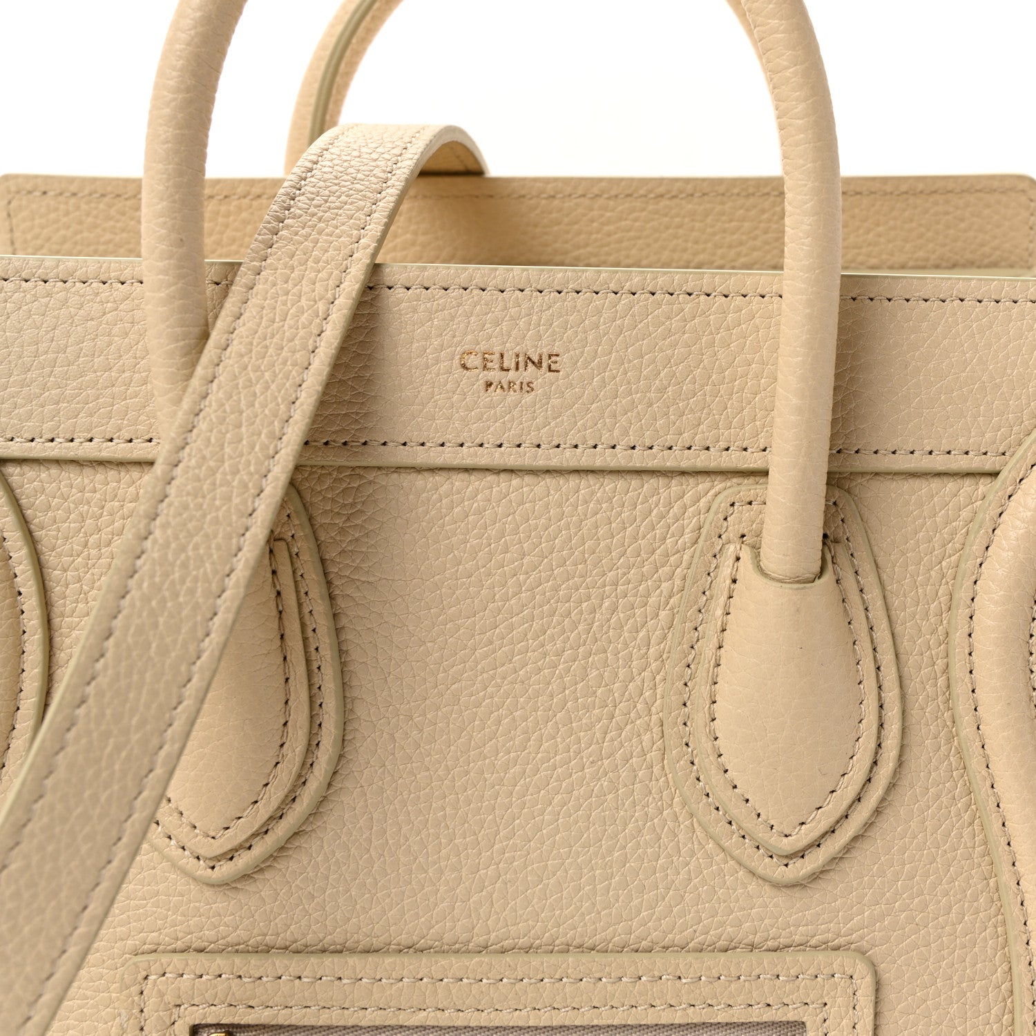 Celine Drummed Calfskin Nano Luggage Ivory 8 of 10