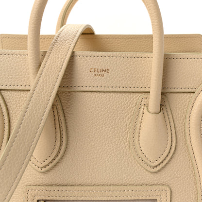 Celine Drummed Calfskin Nano Luggage Ivory 8 of 10