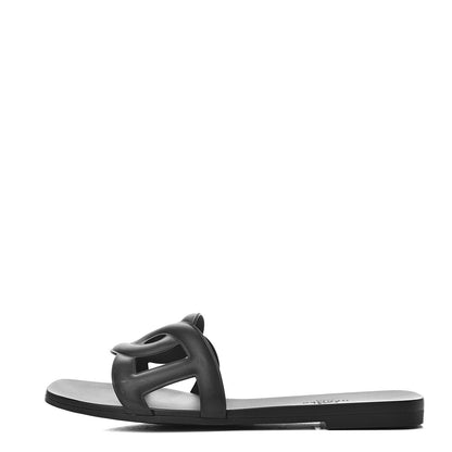 Hermes Rubber Aloha Sandals 39 Black 1 of 9