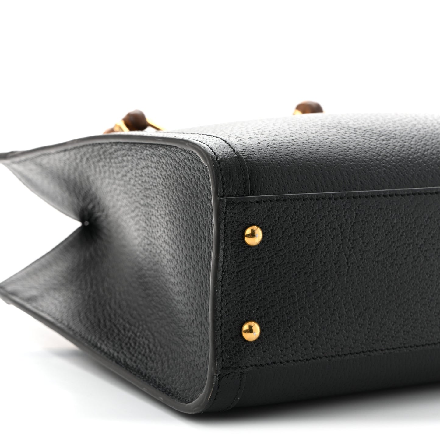 Textured Dollar Calfskin Web Small Diana Tote Bag Black Dusty Grey