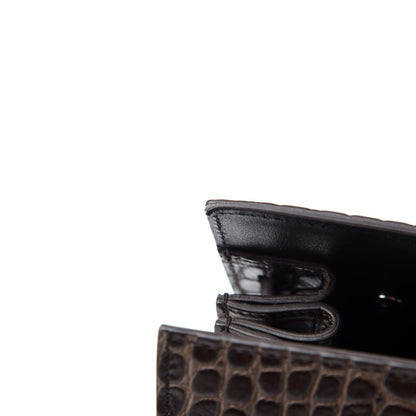 Saint Laurent Calfskin Crocodile Embossed Small Sac De Jour Brown 8 of 11