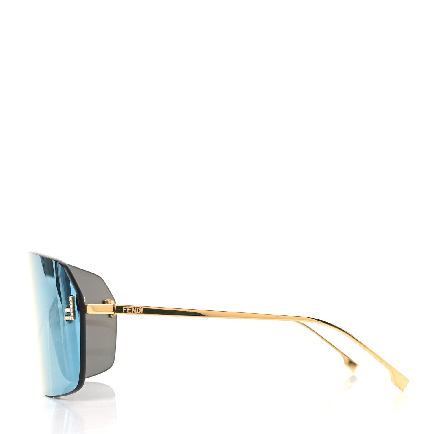 Fendi Metal Crystal Fendi First Shield Sunglasses FE4121US Gold