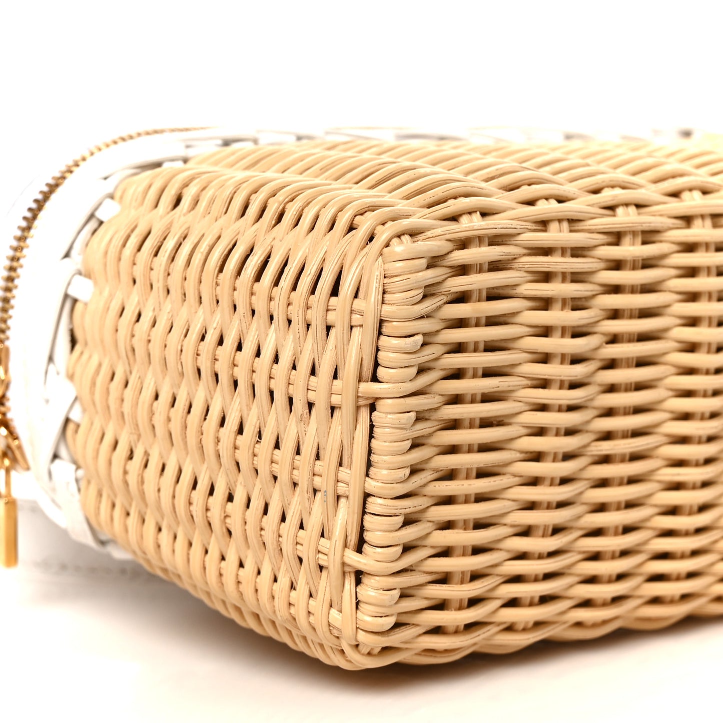 Wicker Ostrich East West L19 Extra Pocket Pouch Malt White