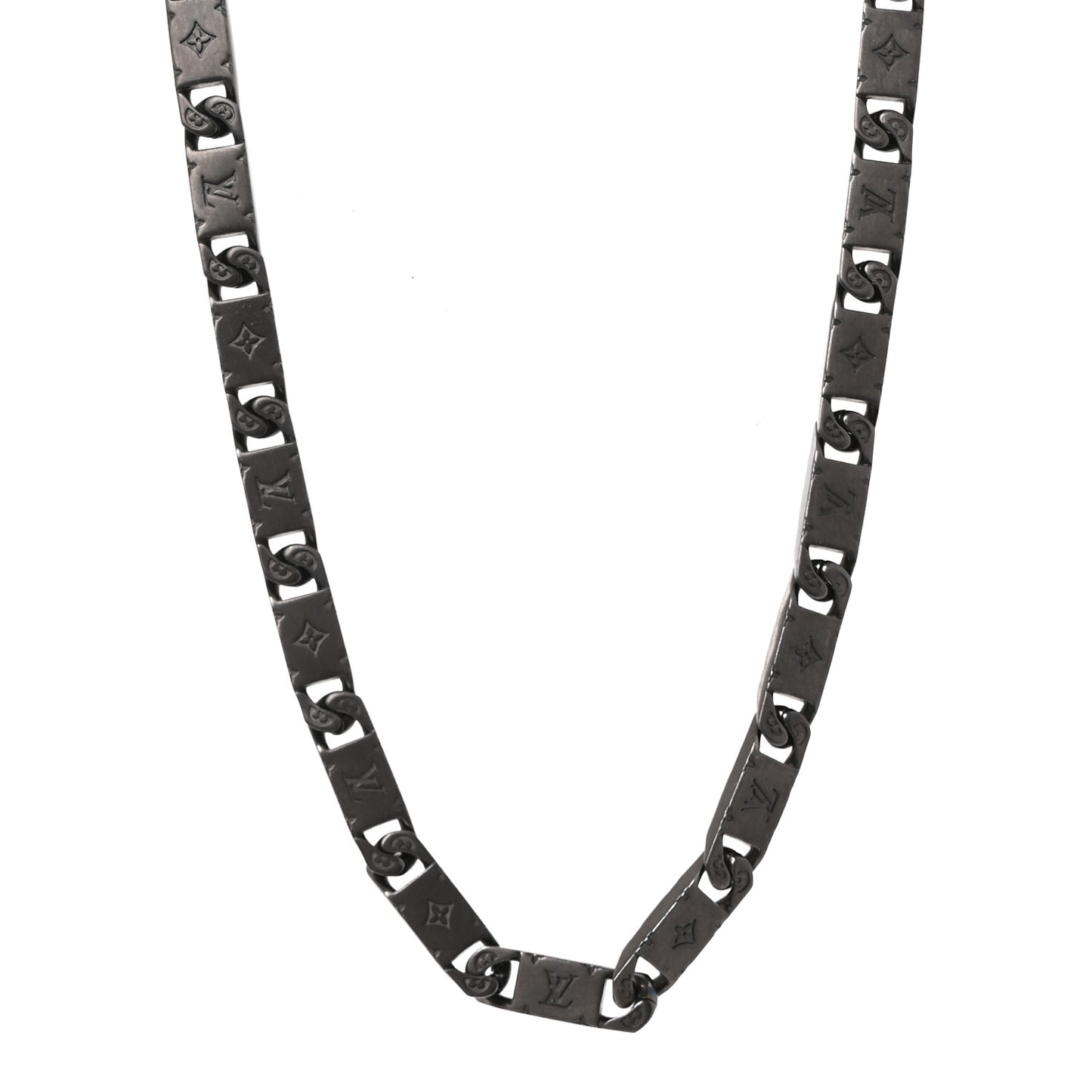 Metal Monogram Tied Up Necklace Black